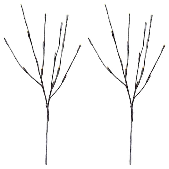 LED Brown & White Snow Branches Set